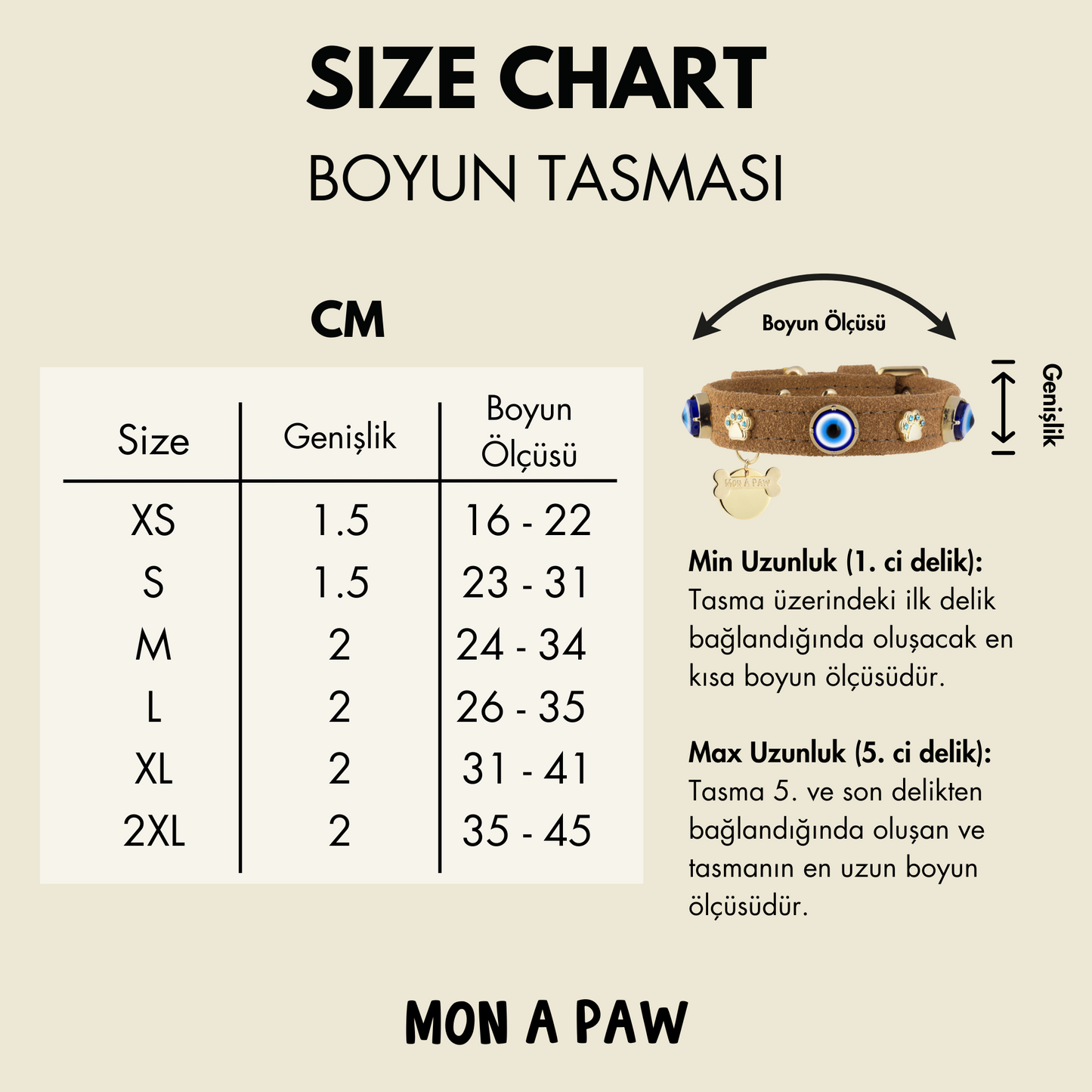 MAUVAIS Nazar Boncuklu Bebek Mavisi Köpek Tasması  🧿